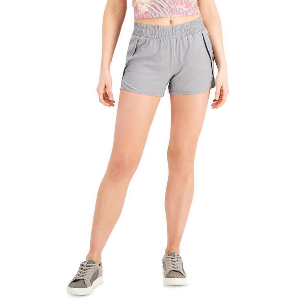 New Ideology Women's Layered Grey Running Shorts, Size: Large - Picture 2 of 2